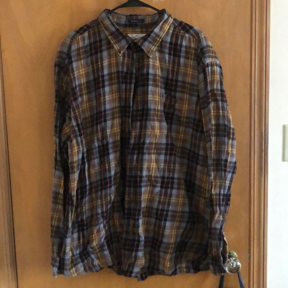 Blue and Tan Flannel Shirt